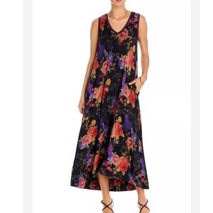 Johnny Was Bossa Nova V-Neck Maxi High-Low Sleeveless Floral Dress XL